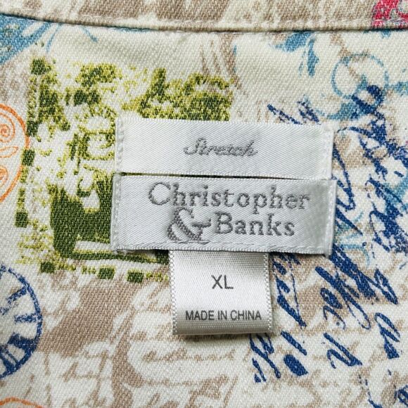 Christopher & Banks Jacket Women’s XL White Boho Cotton Pockets Butterfly Floral - Picture 10 of 13